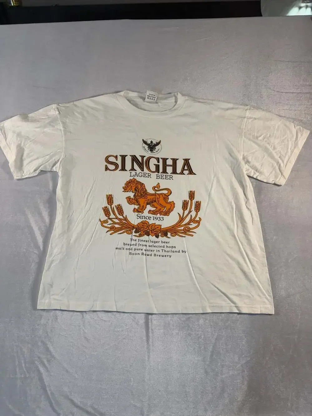 Vintage Singha Lager Beer Boon Rawd Brewery White Graphic T-Shirt